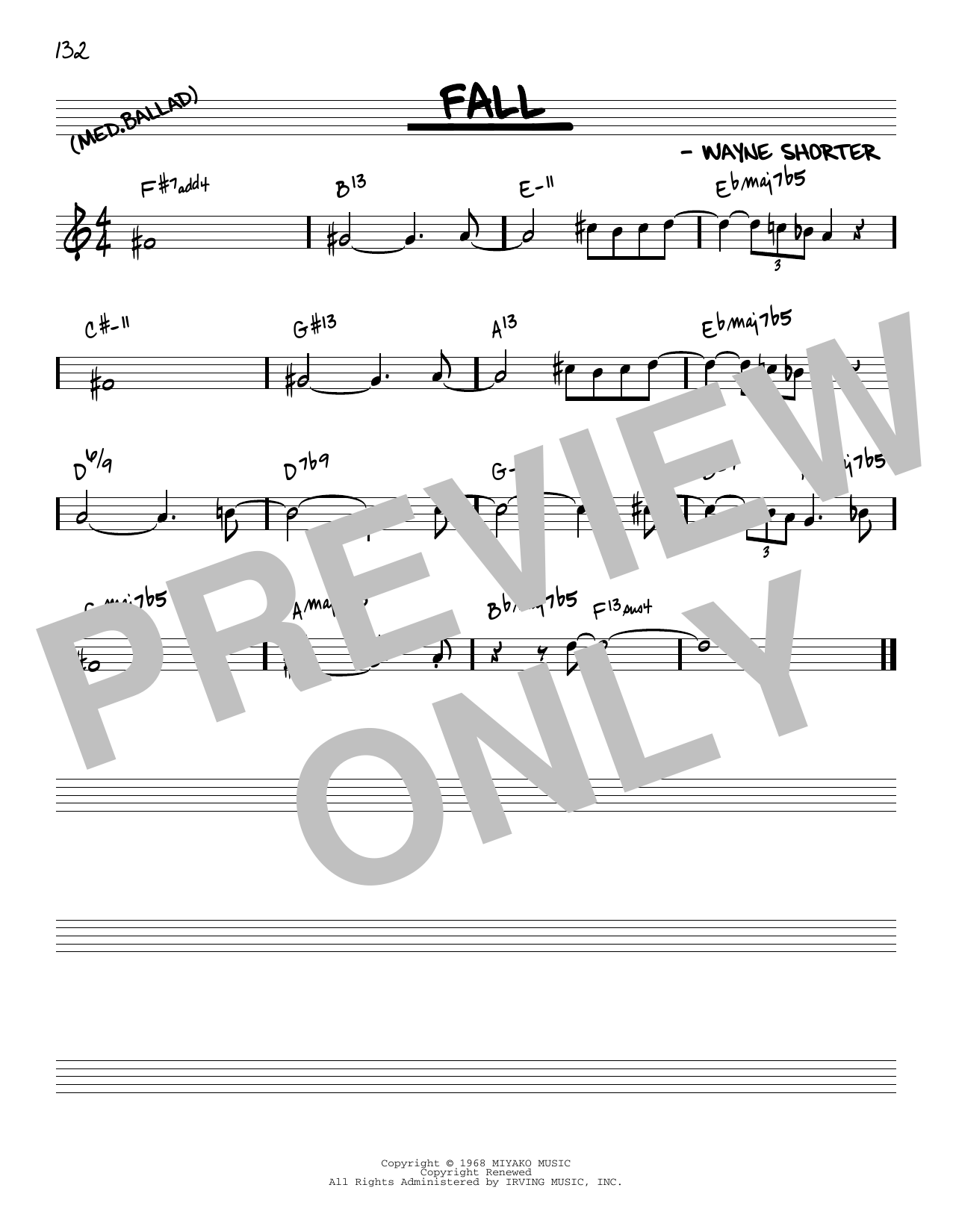Wayne Shorter Fall [Reharmonized version] (arr. Jack Grassel) sheet music notes and chords arranged for Real Book – Melody & Chords