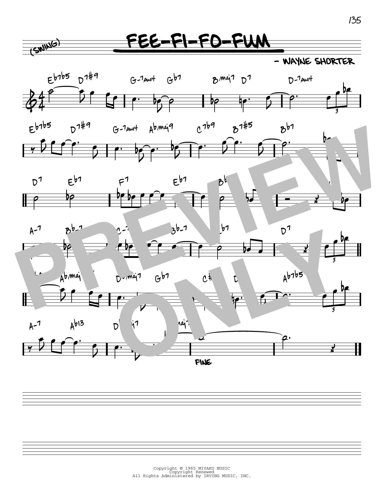 Wayne Shorter Fee-Fi-Fo-Fum [Reharmonized version] (arr. Jack Grassel) sheet music notes and chords arranged for Real Book – Melody & Chords