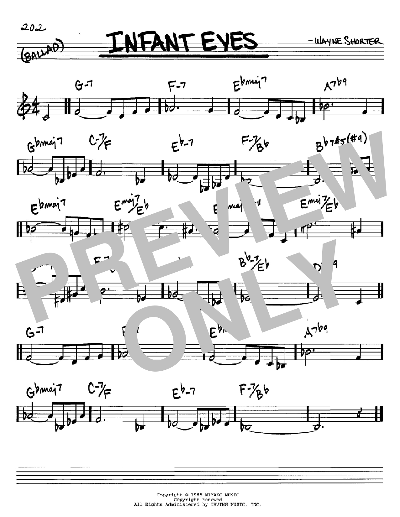 Wayne Shorter Infant Eyes sheet music notes and chords arranged for Tenor Sax Transcription
