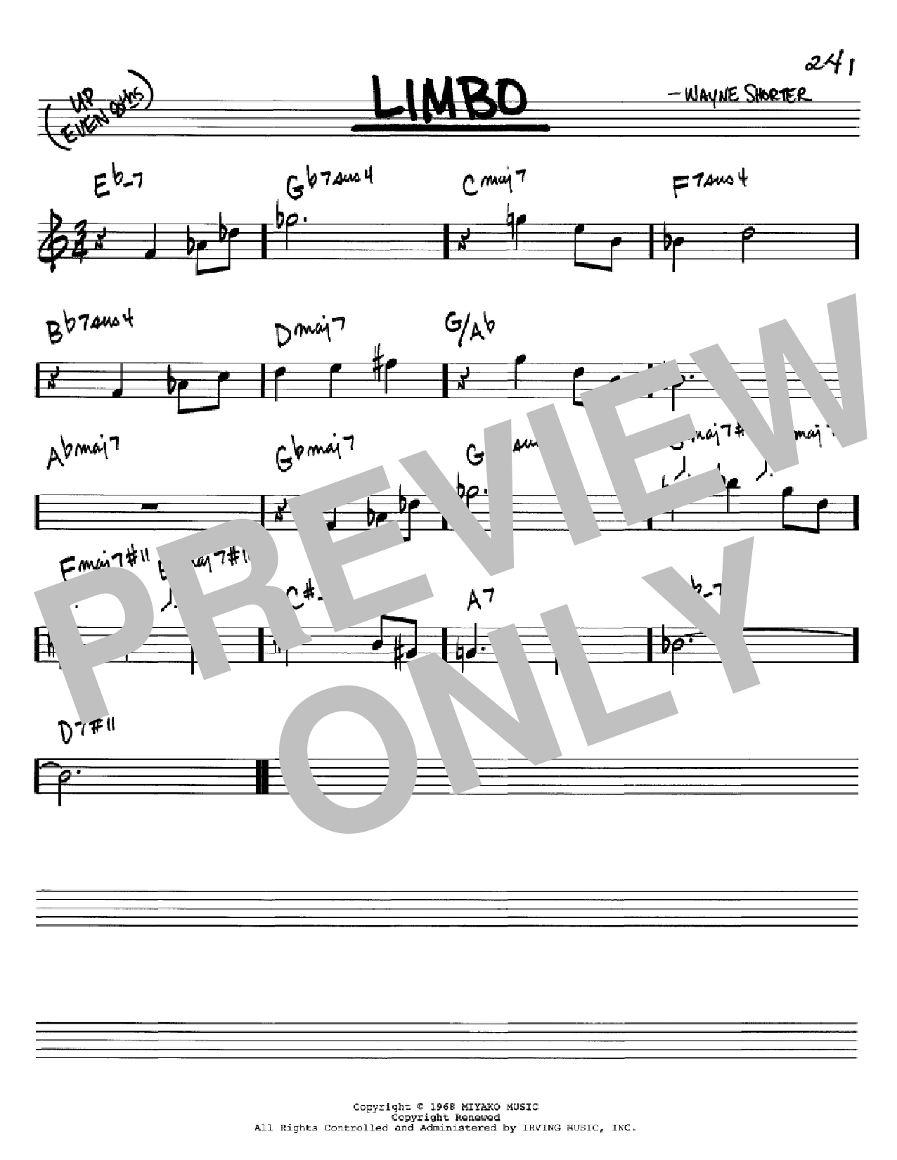 Wayne Shorter Limbo sheet music notes and chords arranged for Real Book – Melody & Chords – C Instruments