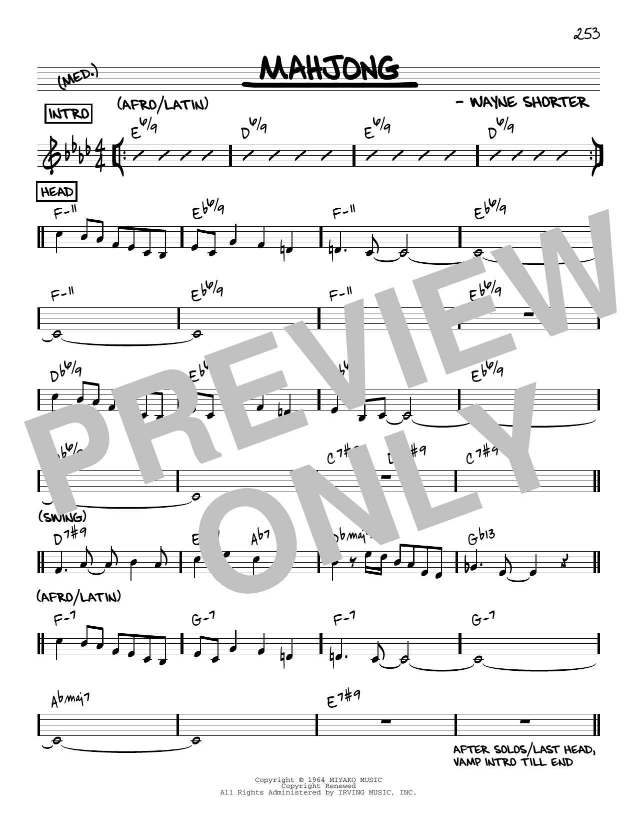 Wayne Shorter Mahjong [Reharmonized version] (arr. Jack Grassel) sheet music notes and chords arranged for Real Book – Melody & Chords