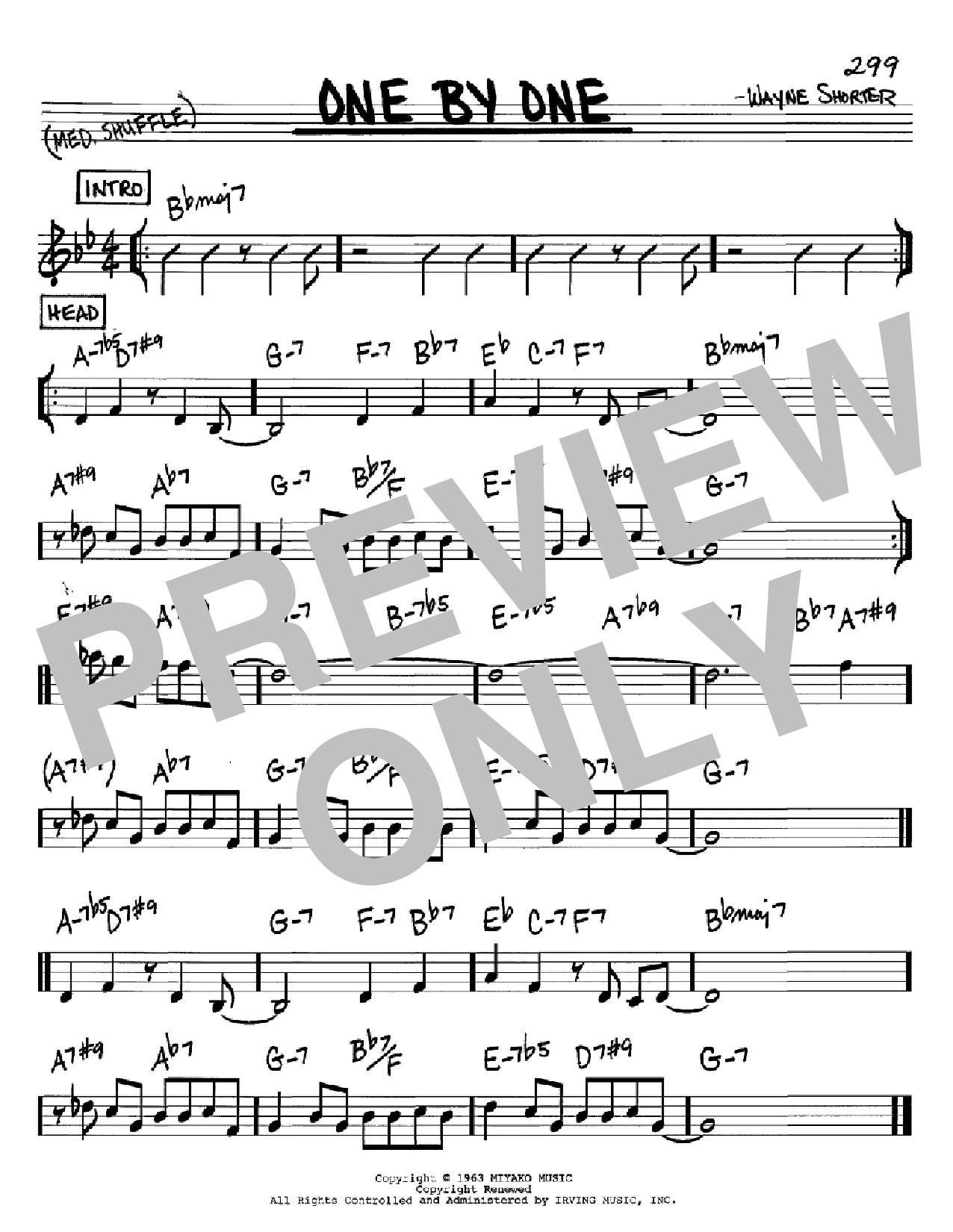 Wayne Shorter One By One sheet music notes and chords arranged for Real Book – Melody & Chords – C Instruments