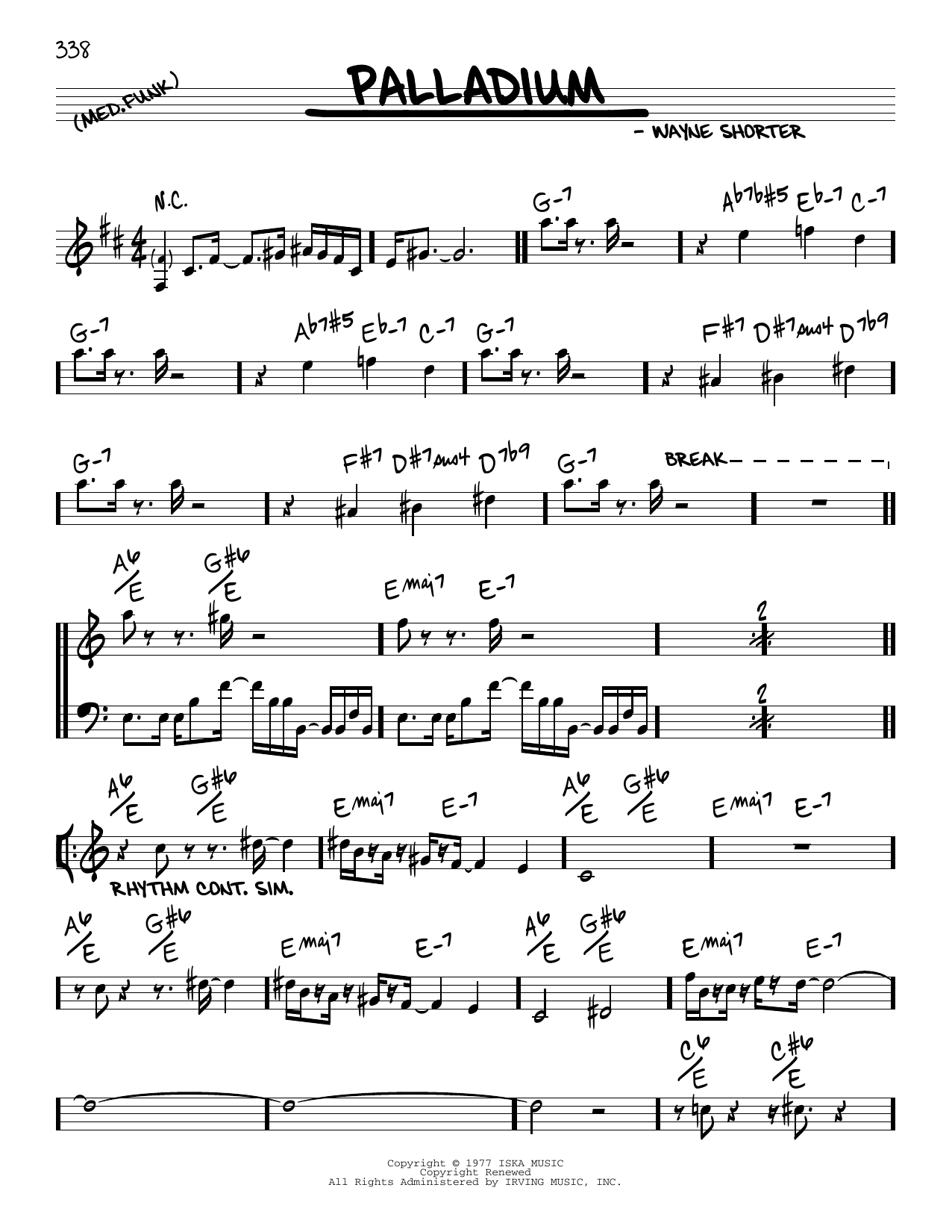 Wayne Shorter Palladium sheet music notes and chords arranged for Real Book – Melody & Chords