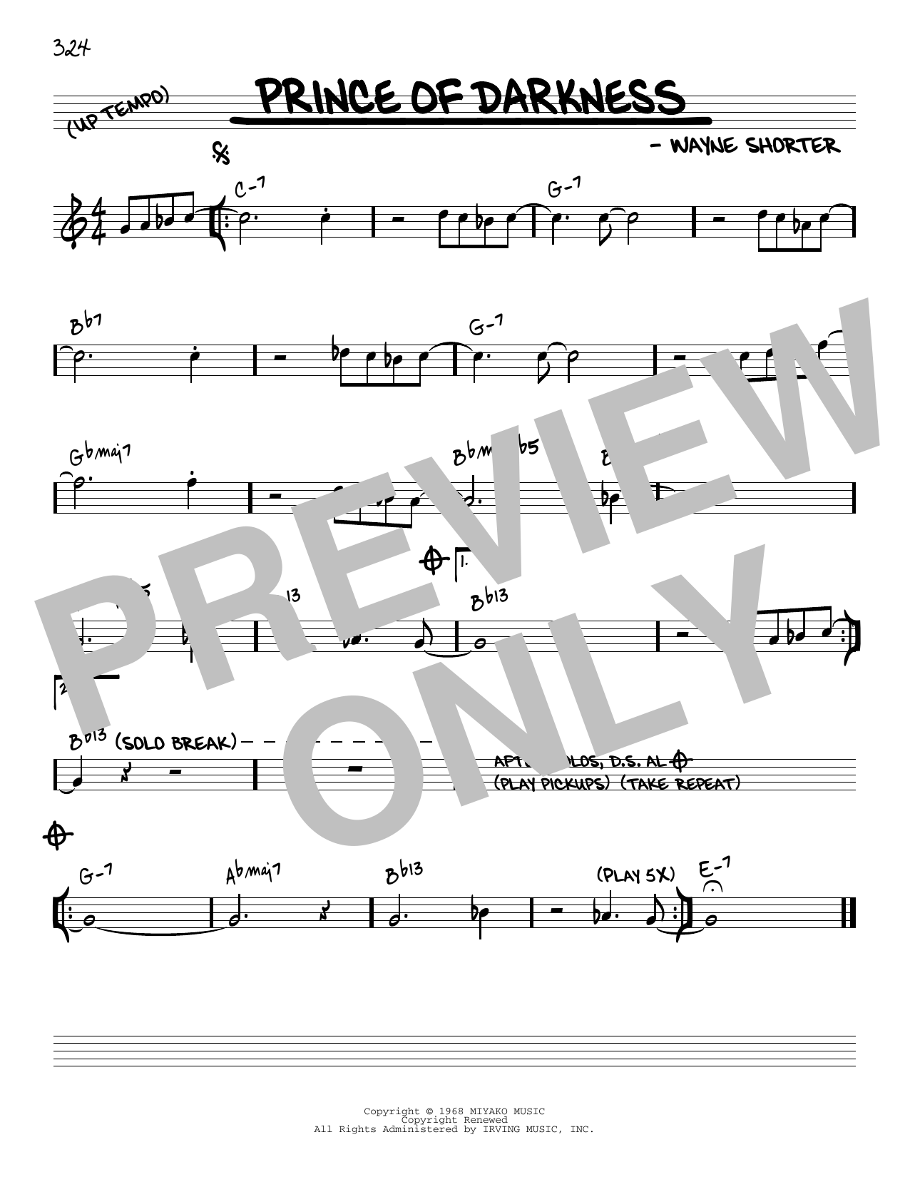 Wayne Shorter Prince Of Darkness [Reharmonized version] (arr. Jack Grassel) sheet music notes and chords arranged for Real Book – Melody & Chords