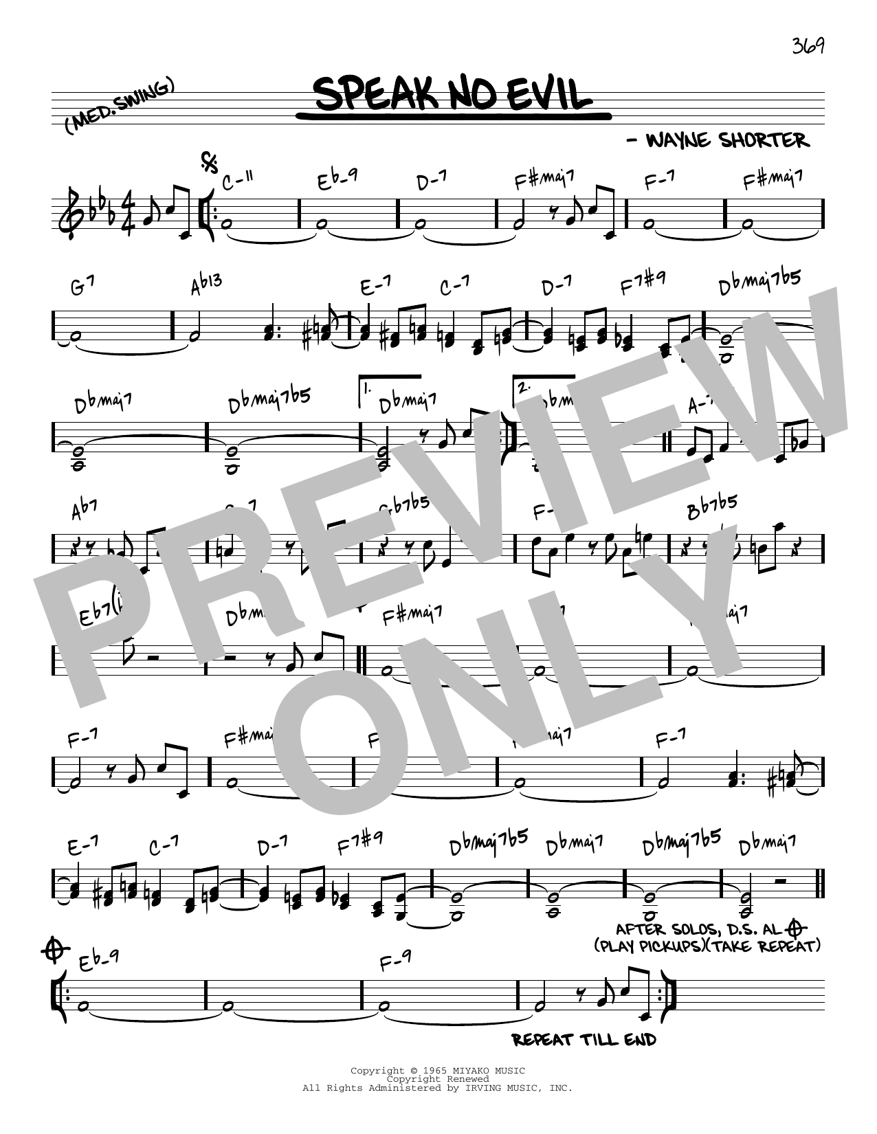 Wayne Shorter Speak No Evil [Reharmonized version] (arr. Jack Grassel) sheet music notes and chords arranged for Real Book – Melody & Chords