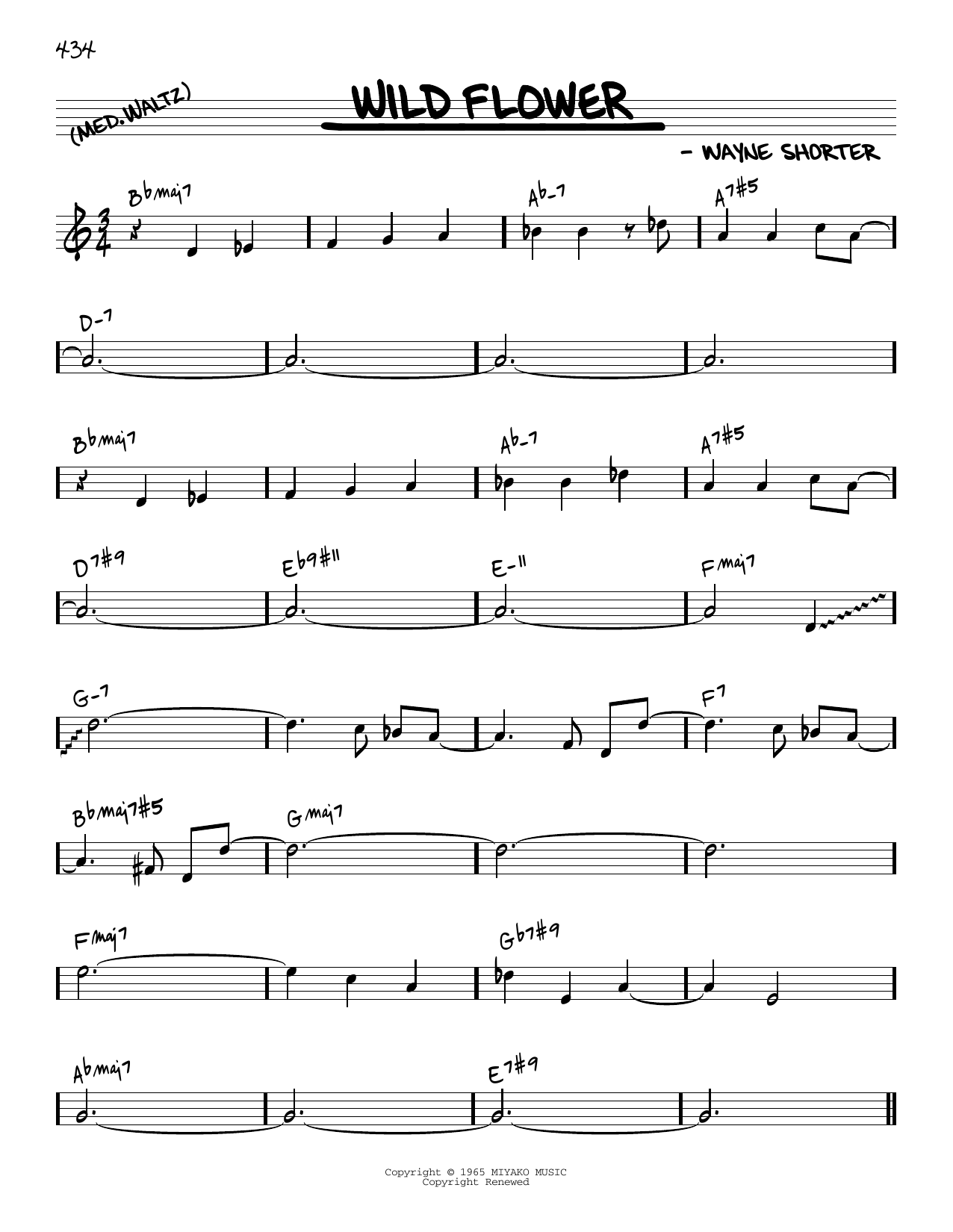 Wayne Shorter Wild Flower [Reharmonized version] (arr. Jack Grassel) sheet music notes and chords arranged for Real Book – Melody & Chords