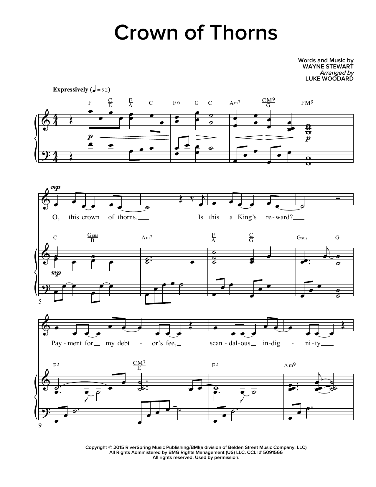 Wayne Stewart Crown Of Thorns (arr. Luke Woodard) sheet music notes and chords arranged for Piano & Vocal