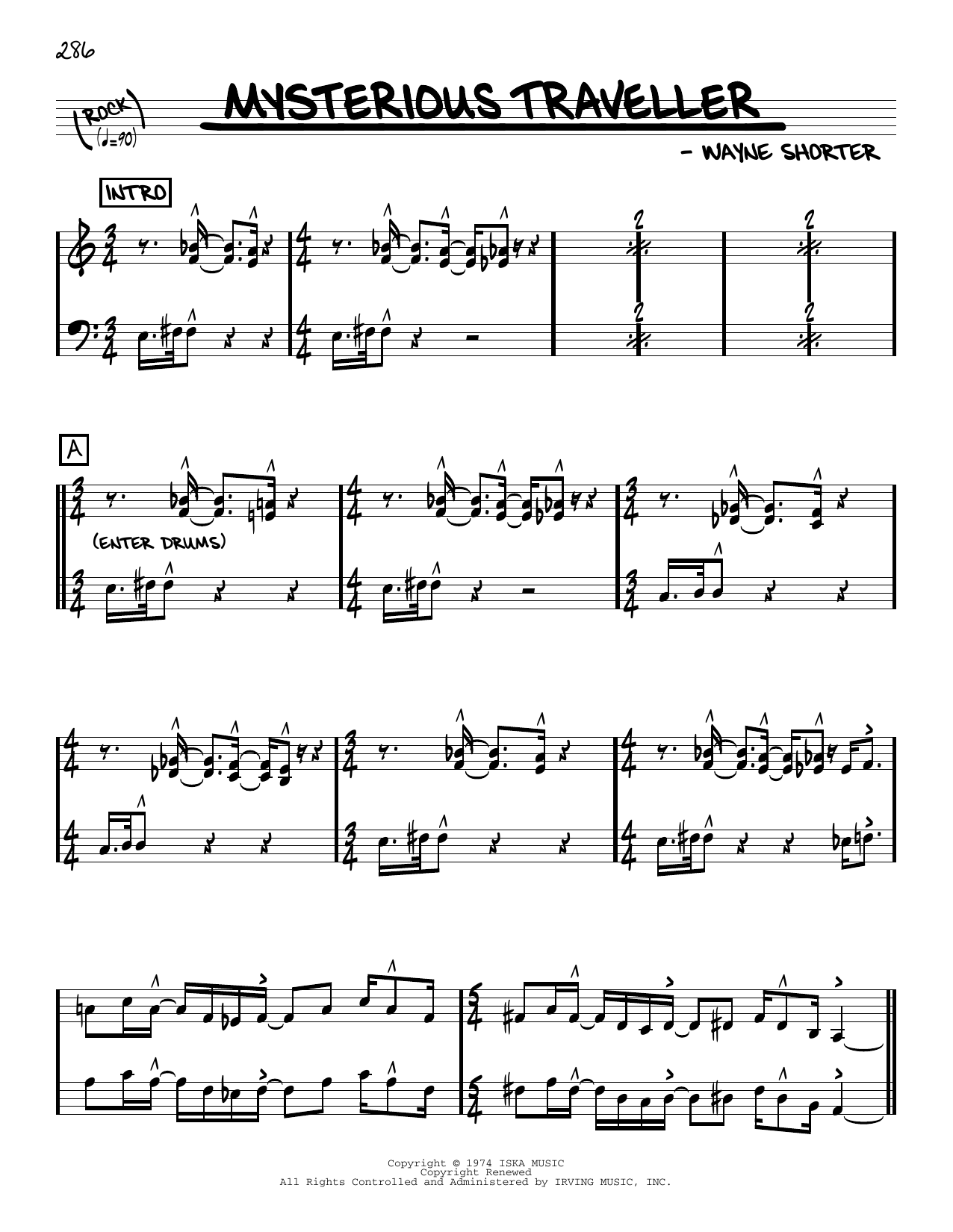 Wayner Shorter Mysterious Traveller [Reharmonized version] (arr. Jack Grassel) sheet music notes and chords arranged for Real Book – Melody & Chords