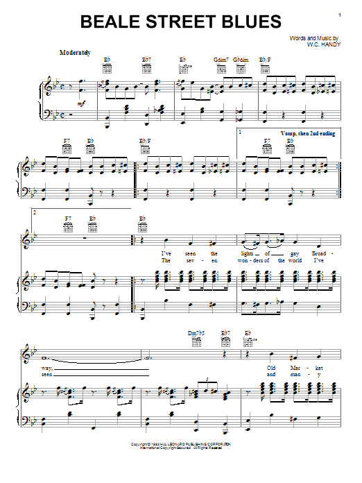 W.C. Handy Beale Street Blues sheet music notes and chords arranged for Piano, Vocal & Guitar Chords (Right-Hand Melody)