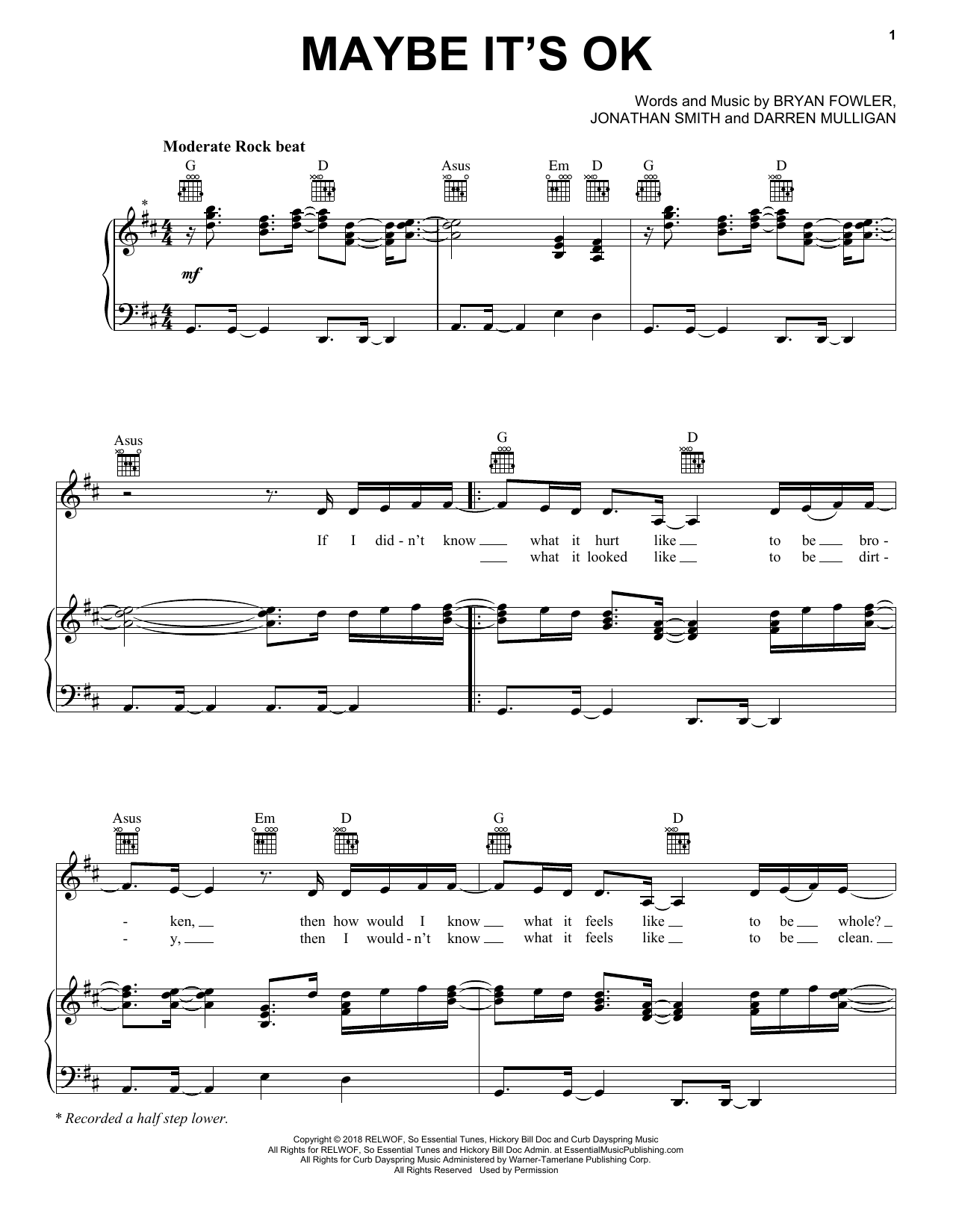 We Are Messengers Maybe It's OK sheet music notes and chords arranged for Piano, Vocal & Guitar Chords (Right-Hand Melody)
