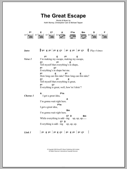 We Are Scientists The Great Escape sheet music notes and chords arranged for Guitar Chords/Lyrics