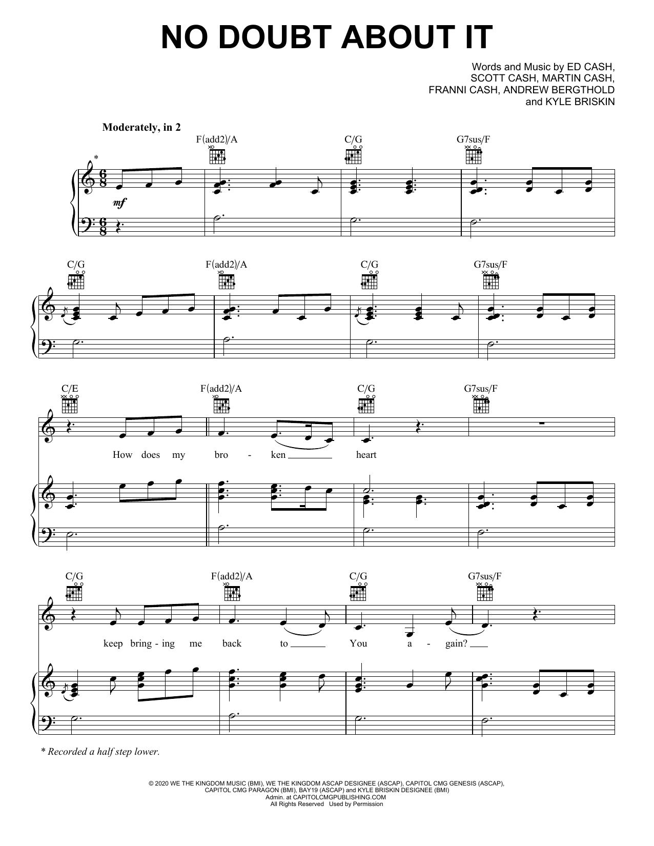 We The Kingdom No Doubt About It sheet music notes and chords arranged for Piano, Vocal & Guitar Chords (Right-Hand Melody)