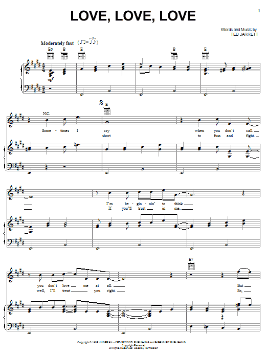 Webb Pierce Love, Love, Love sheet music notes and chords arranged for Lead Sheet / Fake Book