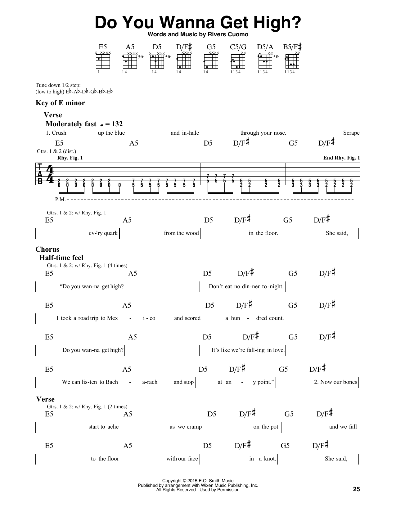 Weezer Do You Wanna Get High? sheet music notes and chords arranged for Guitar Lead Sheet