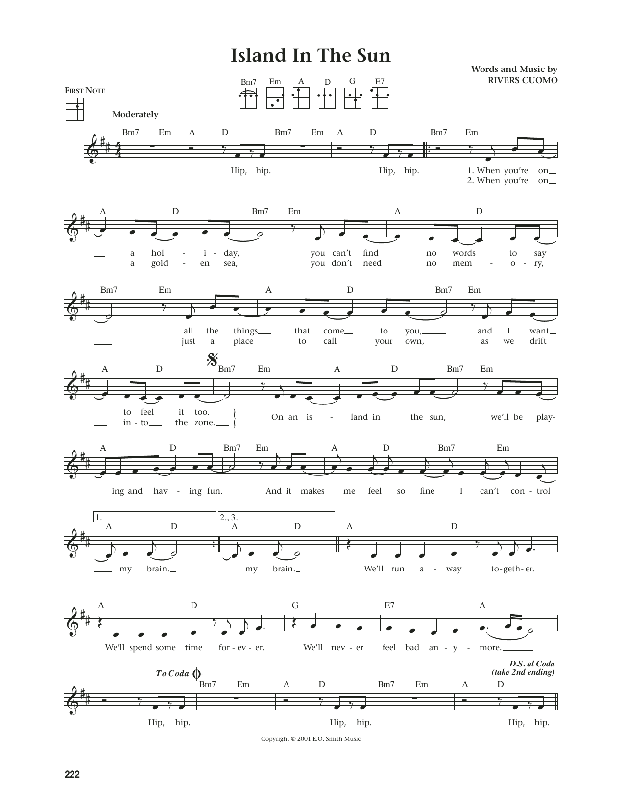 Weezer Island In The Sun (from The Daily Ukulele) (arr. Jim Beloff) sheet music notes and chords arranged for Ukulele