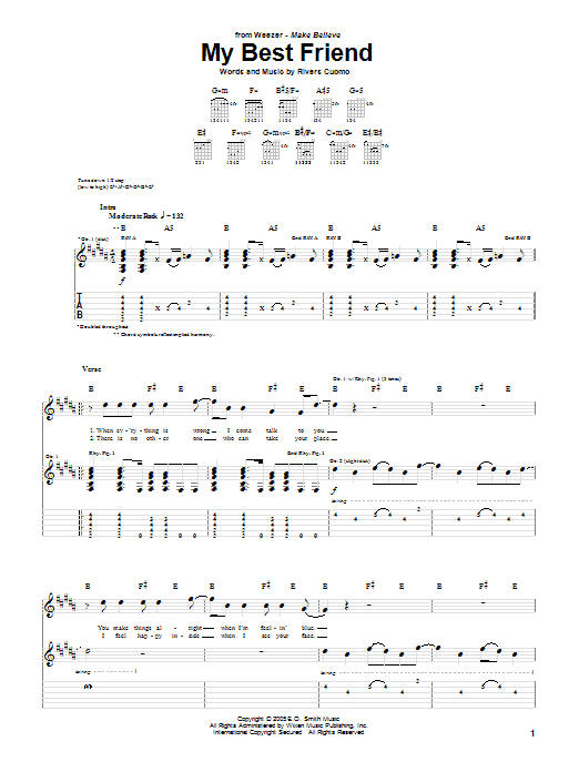 Weezer My Best Friend sheet music notes and chords arranged for Guitar Tab