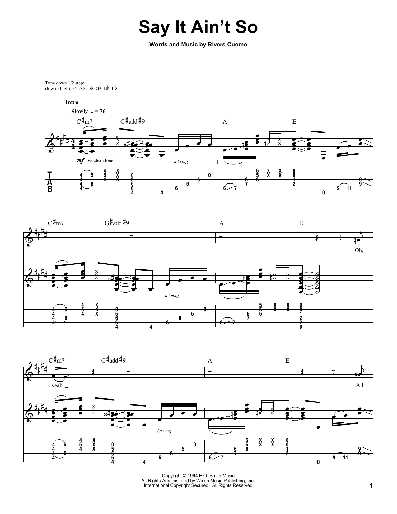 Weezer Say It Ain't So sheet music notes and chords arranged for Drums Transcription