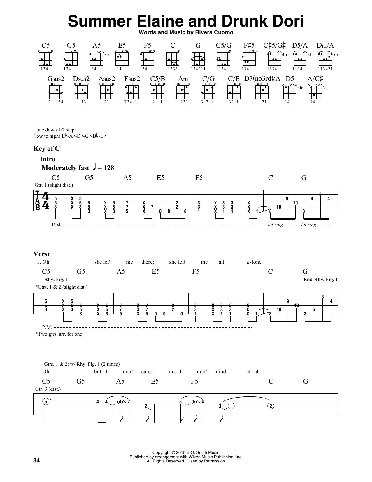 Weezer Summer Elaine And Drunk Dori sheet music notes and chords arranged for Guitar Lead Sheet