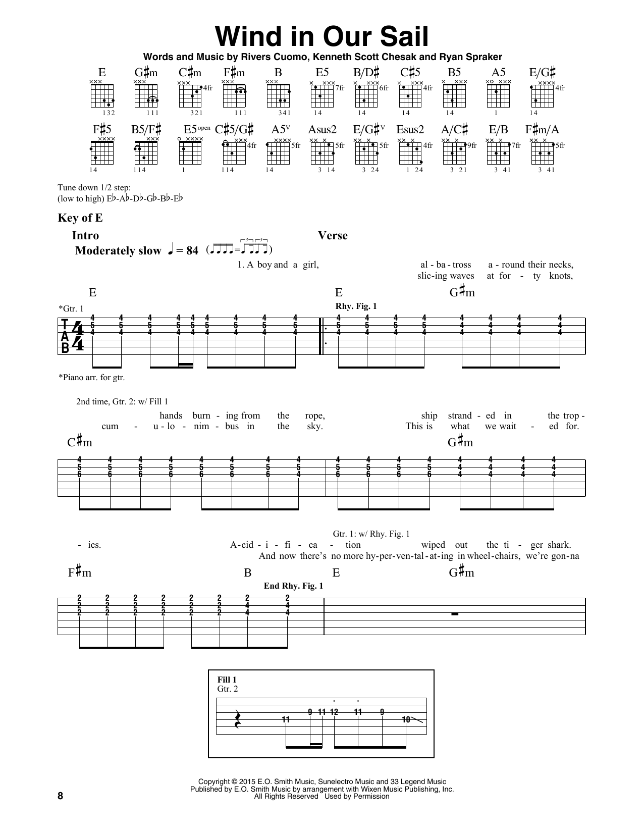 Weezer Wind In Our Sail sheet music notes and chords arranged for Guitar Lead Sheet