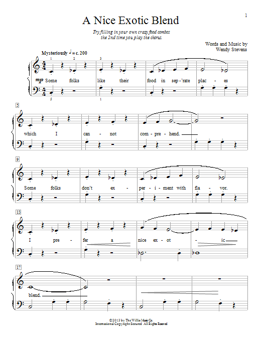 Wendy Stevens A Nice Exotic Blend sheet music notes and chords arranged for Educational Piano
