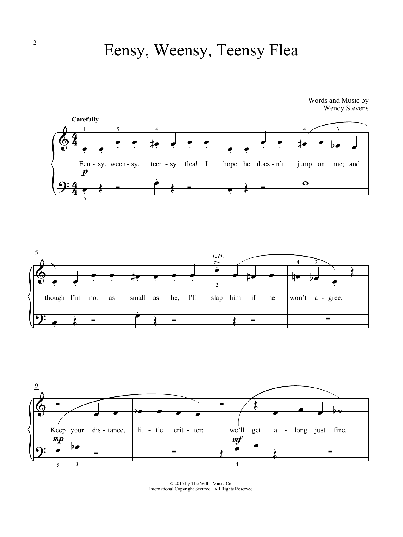 Wendy Stevens Eensy, Weensy, Teensy Flea sheet music notes and chords arranged for Educational Piano