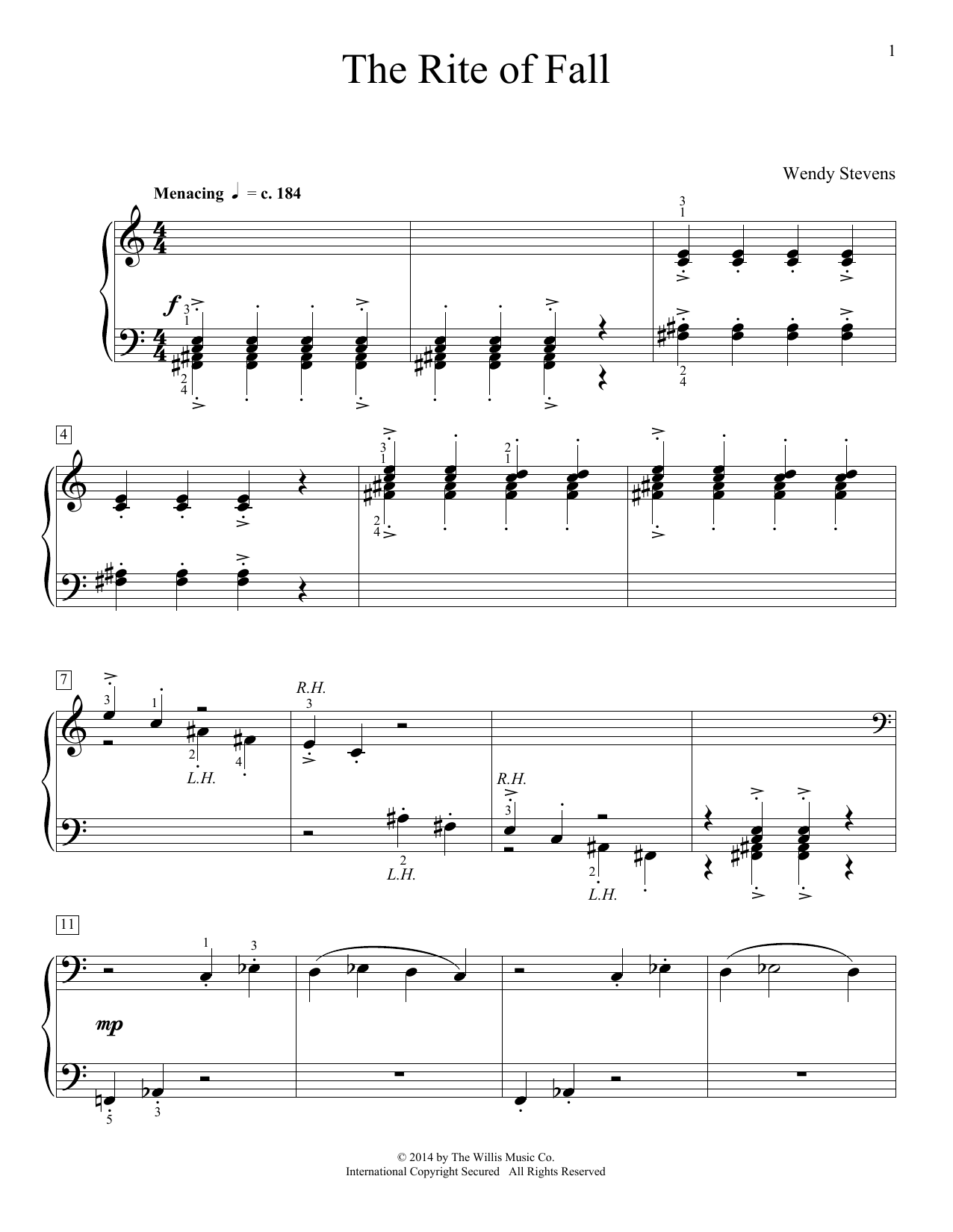 Wendy Stevens The Rite Of Fall sheet music notes and chords arranged for Educational Piano