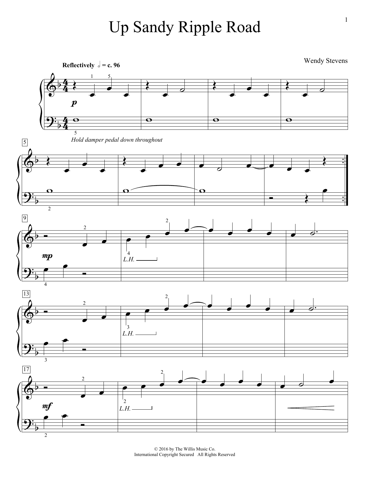 Wendy Stevens Up Sandy Ripple Road sheet music notes and chords arranged for Educational Piano