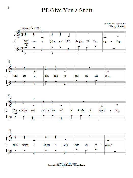 Wendy Stevens I'll Give You A Snort sheet music notes and chords arranged for Educational Piano