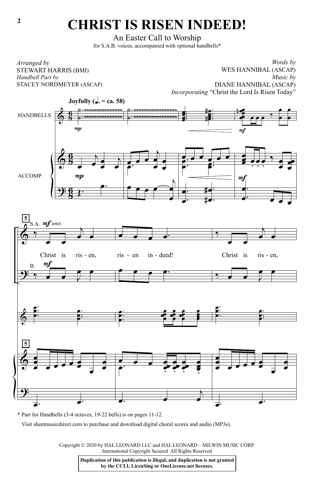 Wes Hannibal and Diane Hannibal Christ Is Risen Indeed! (An Easter Call To Worship) (arr. Stewart Harris) sheet music notes and chords arranged for SAB Choir