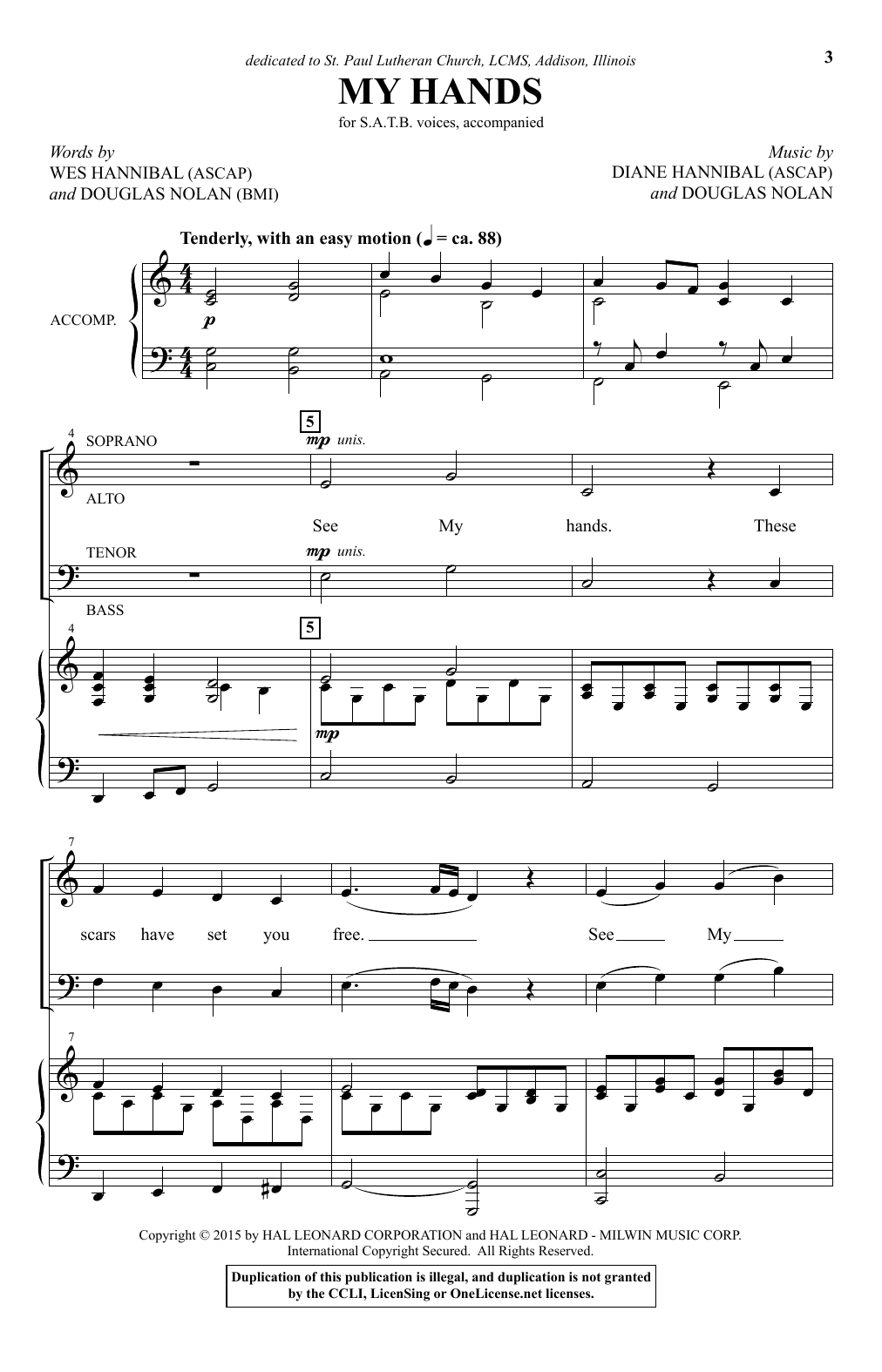 Wes Hannibal My Hands sheet music notes and chords arranged for SATB Choir