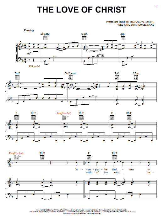 Wes King The Love Of Christ sheet music notes and chords arranged for Piano, Vocal & Guitar Chords (Right-Hand Melody)