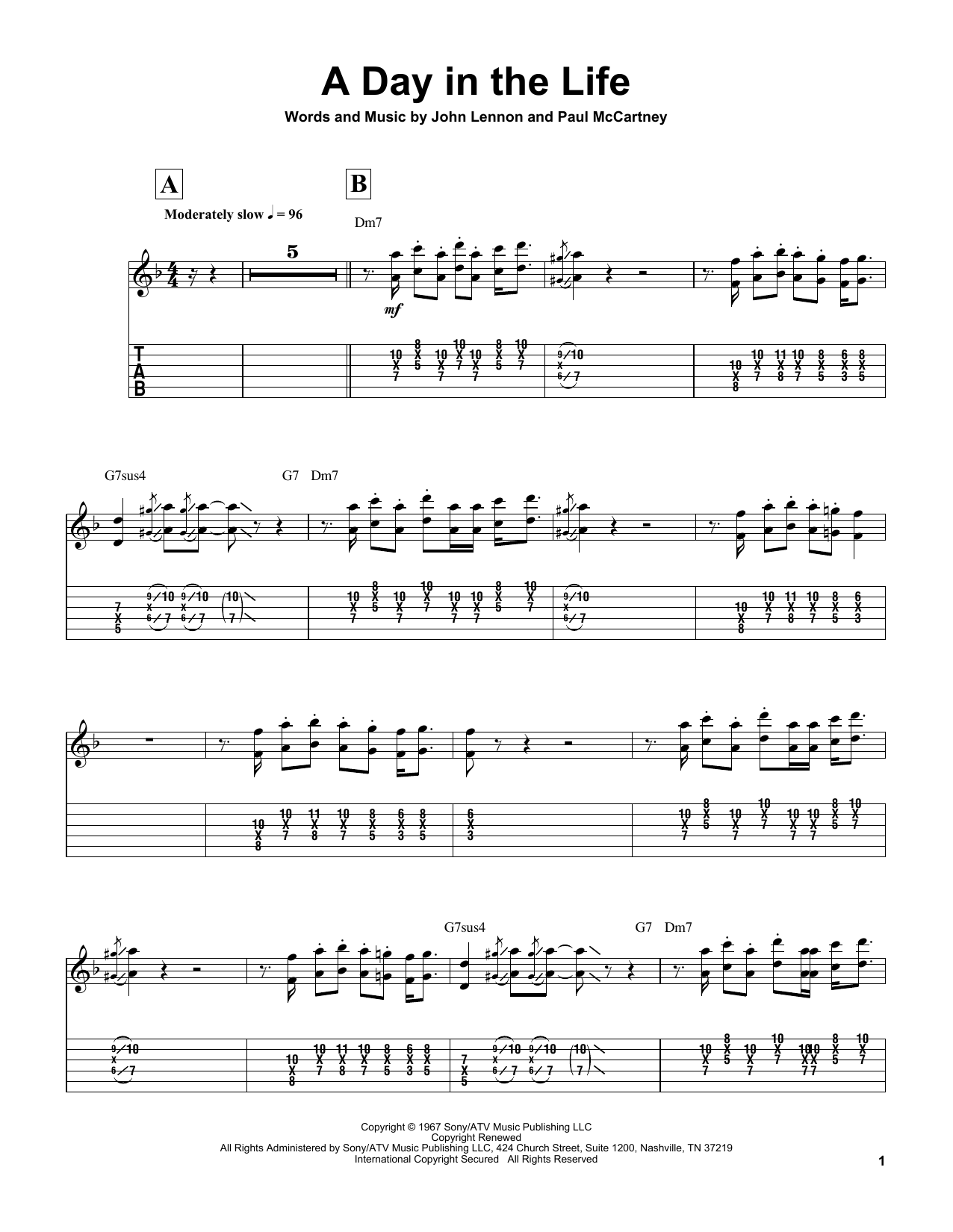 Wes Montgomery A Day In The Life sheet music notes and chords arranged for Guitar Tab (Single Guitar)