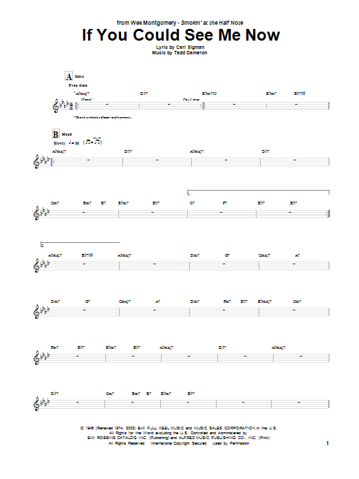 Wes Montgomery If You Could See Me Now sheet music notes and chords arranged for Guitar Tab