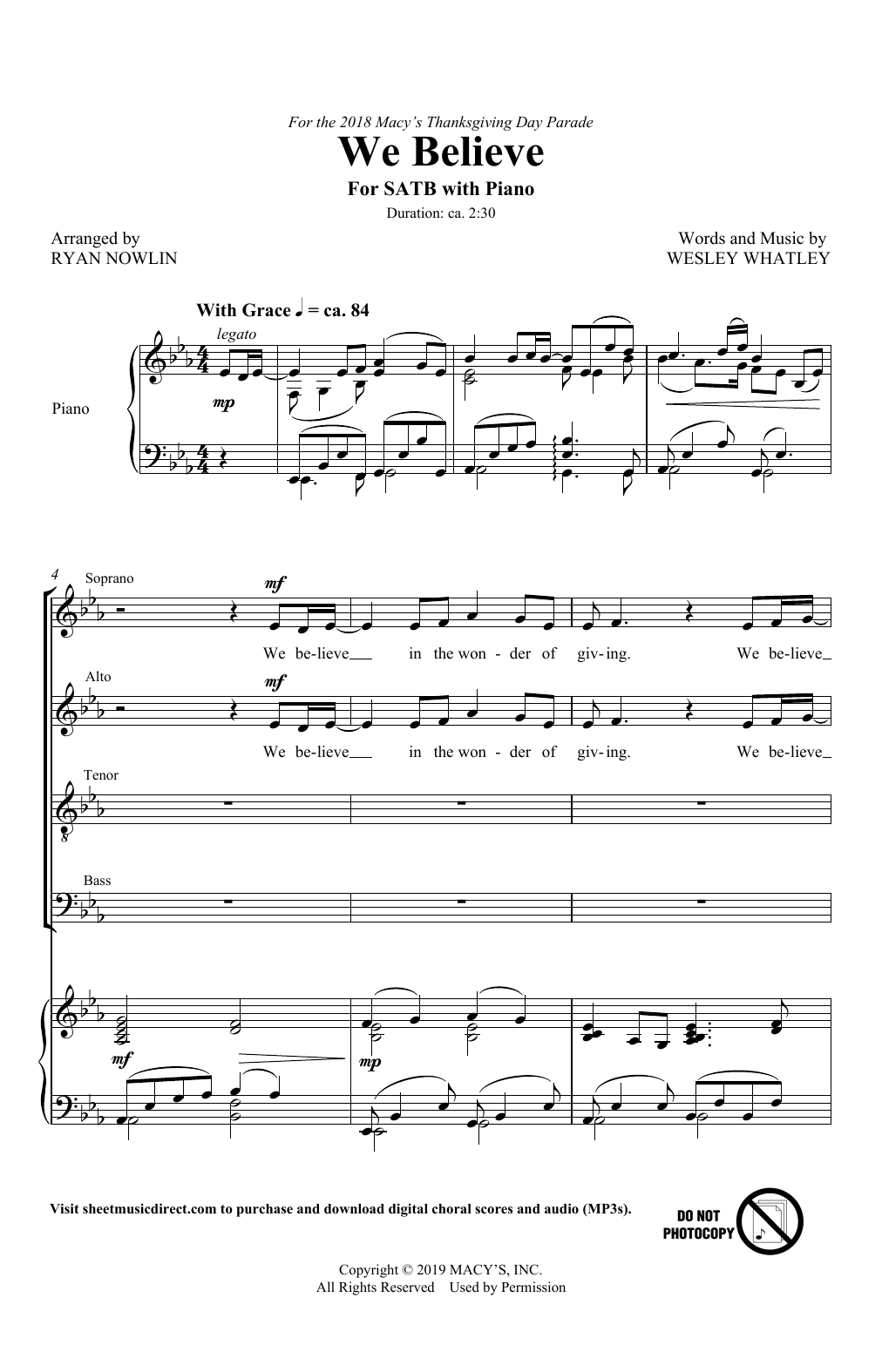 Wesley Whatley We Believe (arr. Ryan Nowlin) sheet music notes and chords arranged for SATB Choir