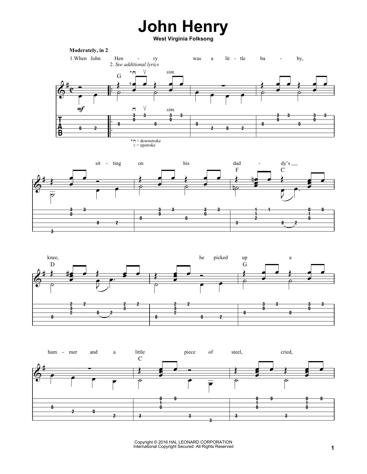 Mark Phillips John Henry sheet music notes and chords arranged for Solo Guitar