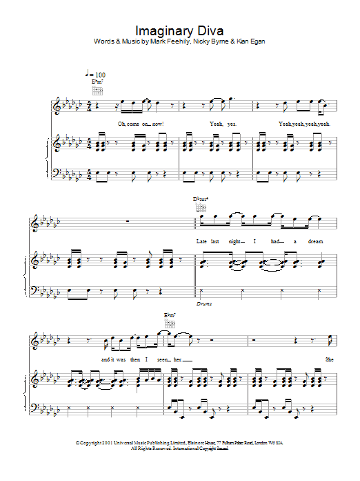 Westlife Imaginary Diva sheet music notes and chords arranged for Piano, Vocal & Guitar Chords