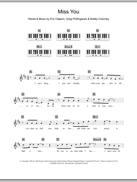 Westlife Miss You sheet music notes and chords arranged for Piano Chords/Lyrics