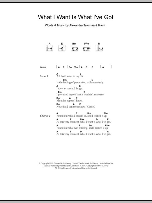 Westlife What I Want Is What I've Got sheet music notes and chords arranged for Guitar Chords/Lyrics