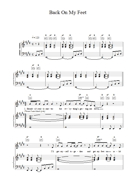Wet Wet Wet Back On My Feet sheet music notes and chords arranged for Piano, Vocal & Guitar Chords