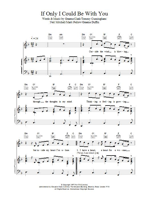 Wet Wet Wet If Only I Could Be With You sheet music notes and chords arranged for Piano, Vocal & Guitar Chords