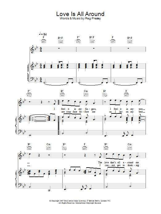 Wet Wet Wet Love Is All Around sheet music notes and chords arranged for Ukulele