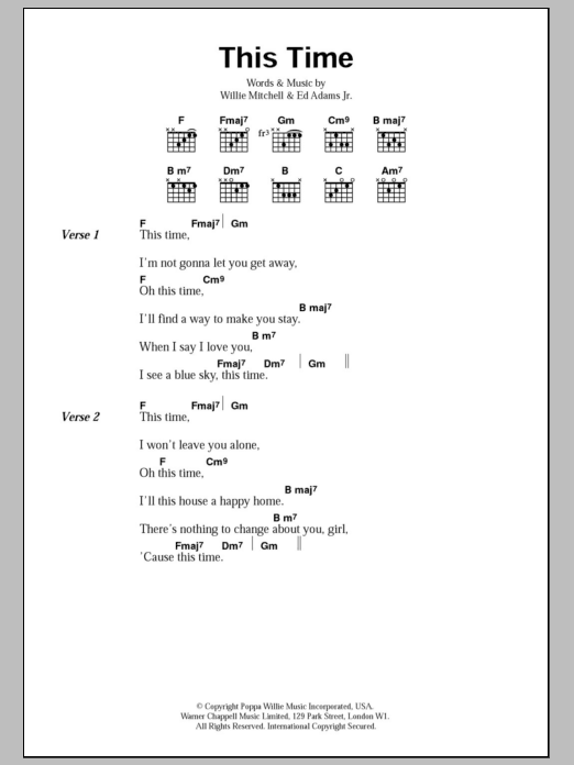 Wet Wet Wet This Time sheet music notes and chords arranged for Guitar Chords/Lyrics