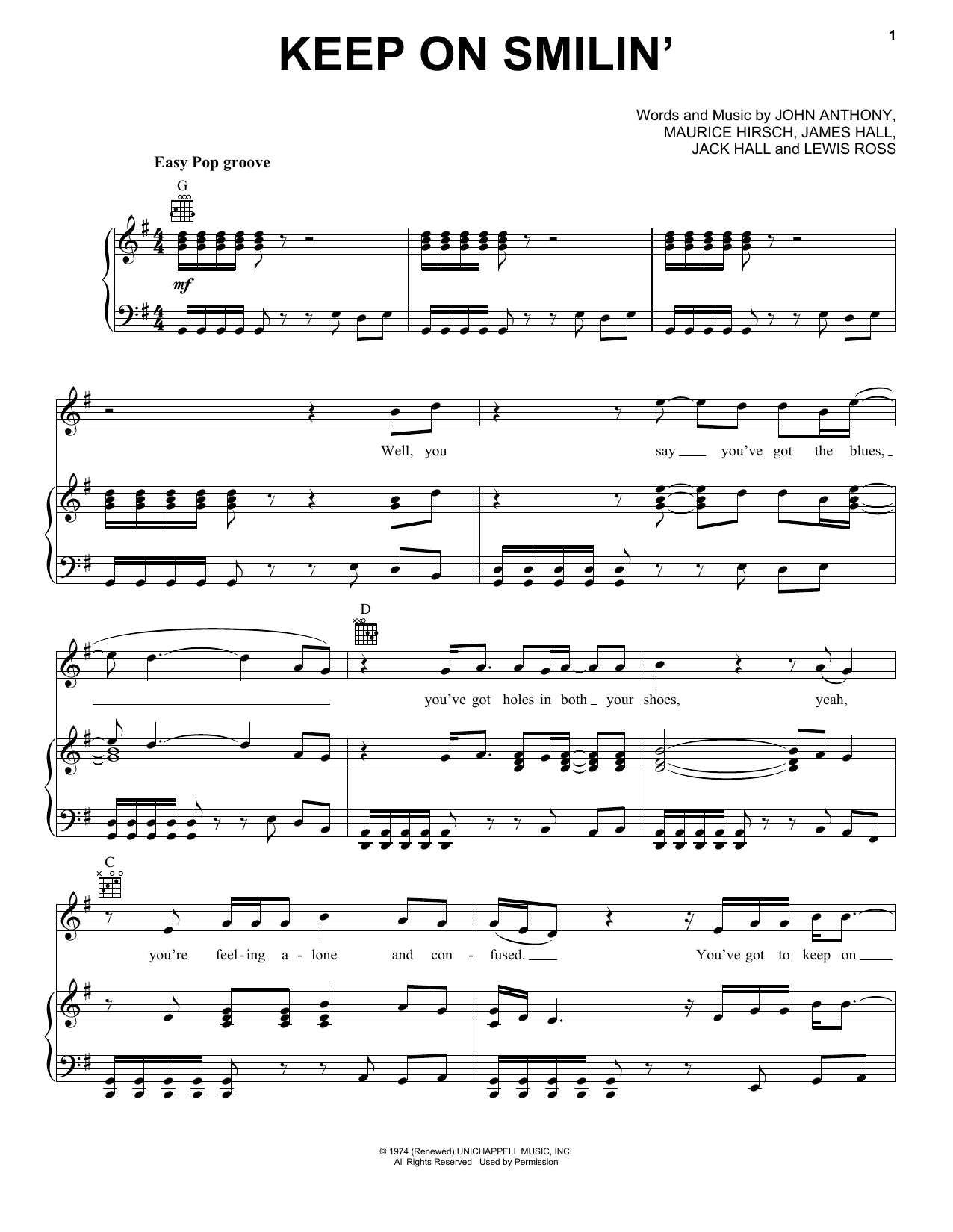 Wet Willie Keep On Smilin' sheet music notes and chords arranged for Piano, Vocal & Guitar Chords (Right-Hand Melody)