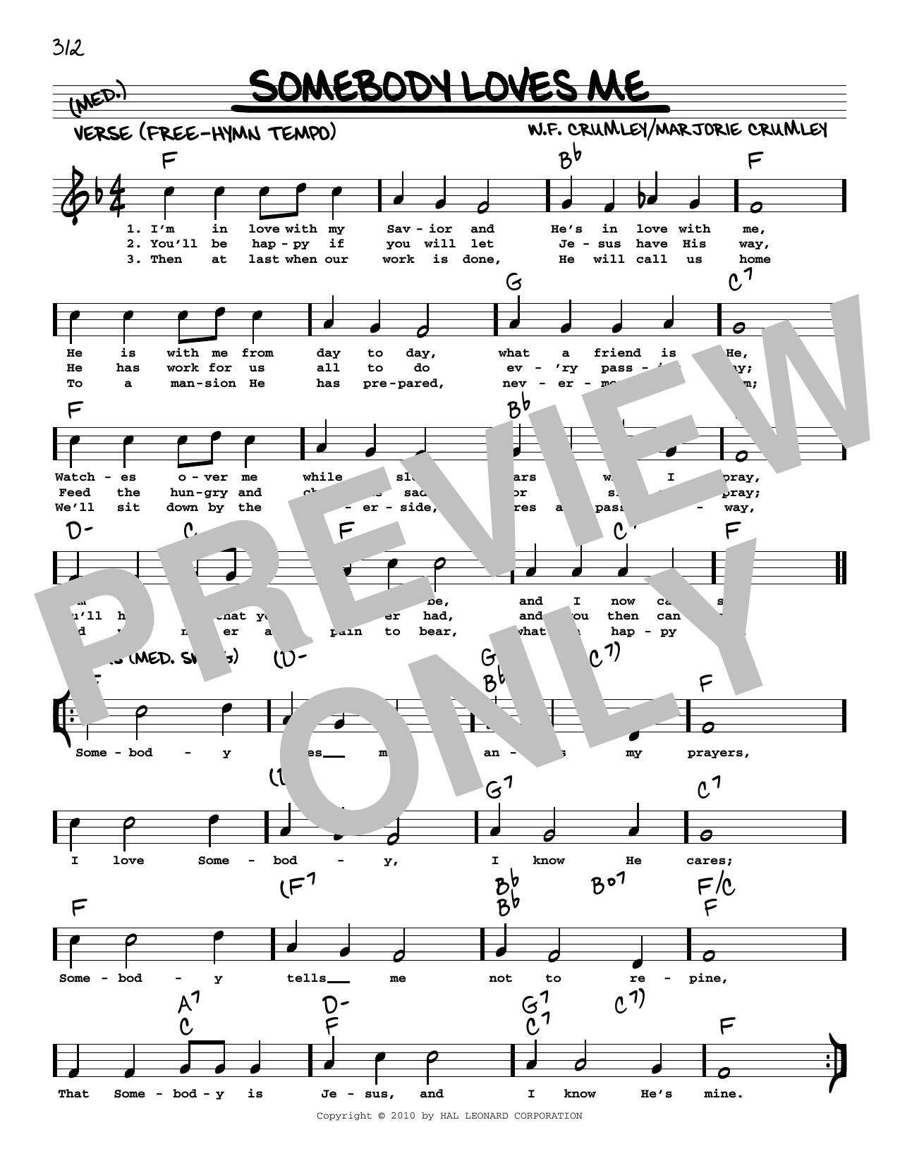 W.F. and Marjorie Crumley Somebody Loves Me (arr. Robert Rawlins) sheet music notes and chords arranged for Real Book – Melody, Lyrics & Chords