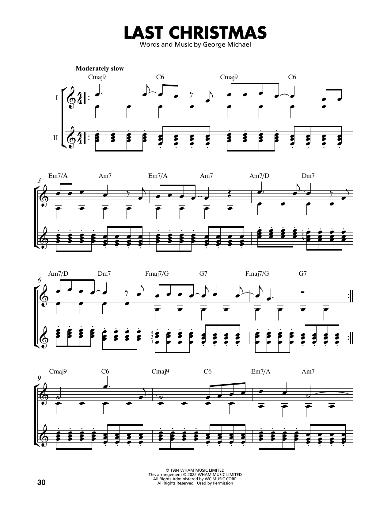 Wham! Last Christmas (arr. Mark Phillips) sheet music notes and chords arranged for Easy Guitar Tab