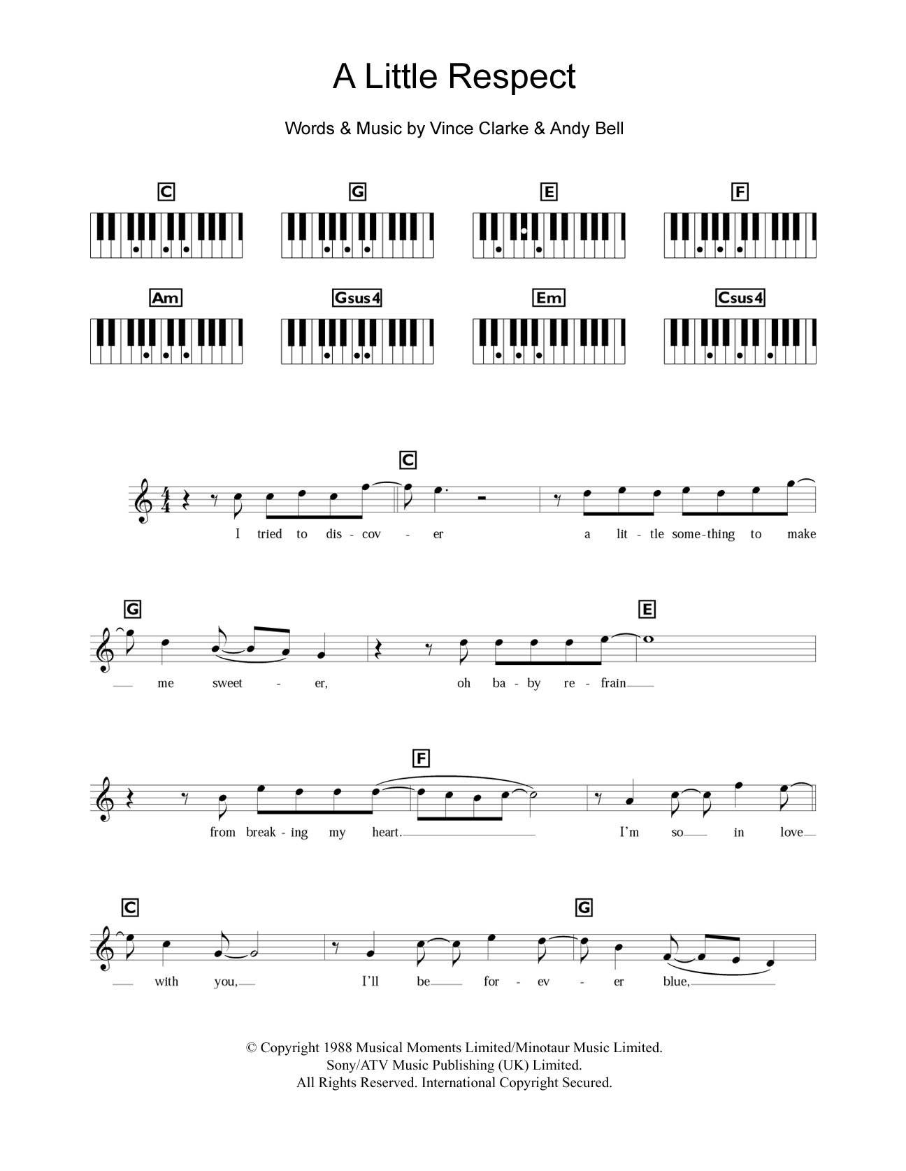 Wheatus A Little Respect sheet music notes and chords arranged for Guitar Chords/Lyrics