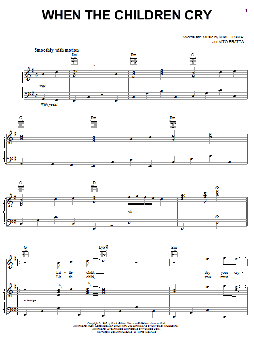 White Lion When The Children Cry sheet music notes and chords arranged for Guitar Chords/Lyrics