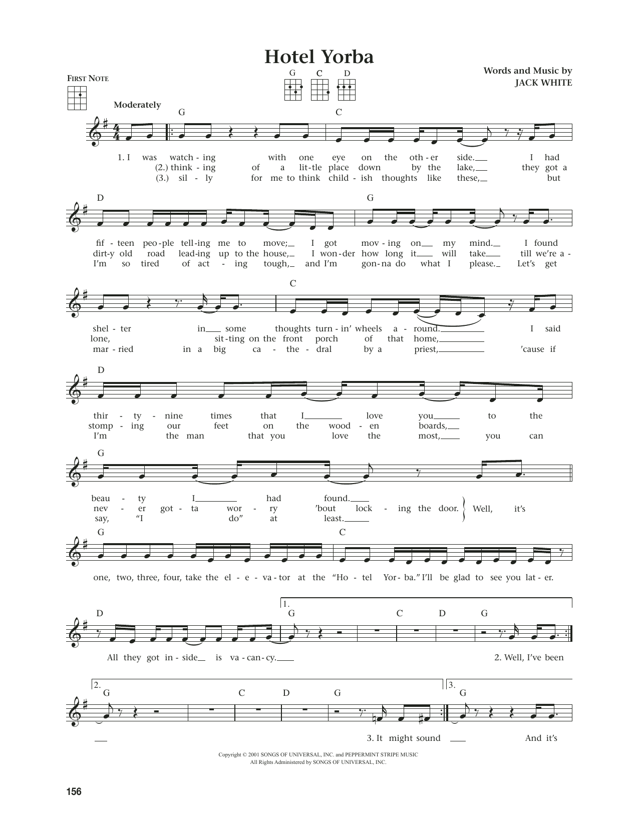 White Stripes Hotel Yorba (from The Daily Ukulele) (arr. Jim Beloff) sheet music notes and chords arranged for Ukulele