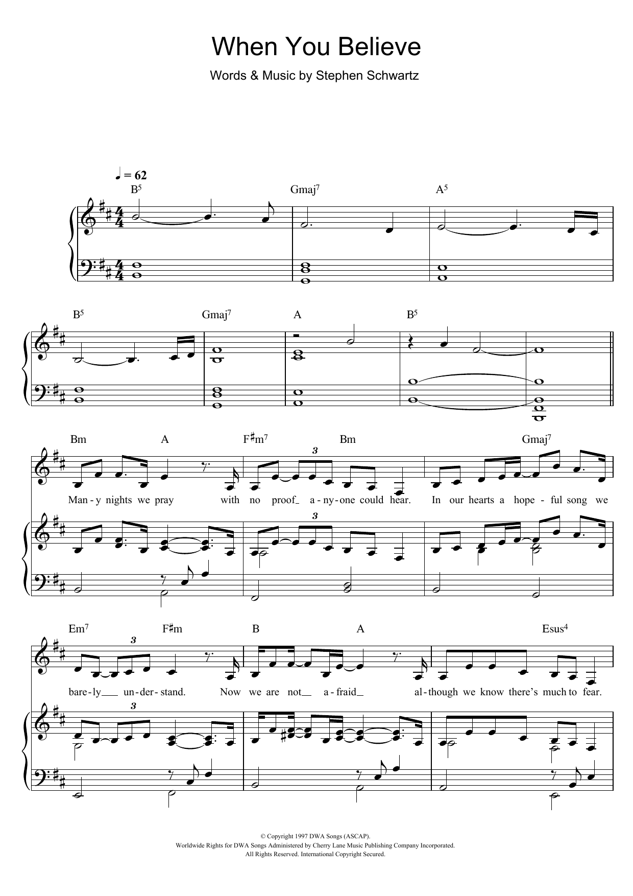 Mariah Carey When You Believe (from The Prince Of Egypt) sheet music notes and chords arranged for Piano, Vocal & Guitar Chords