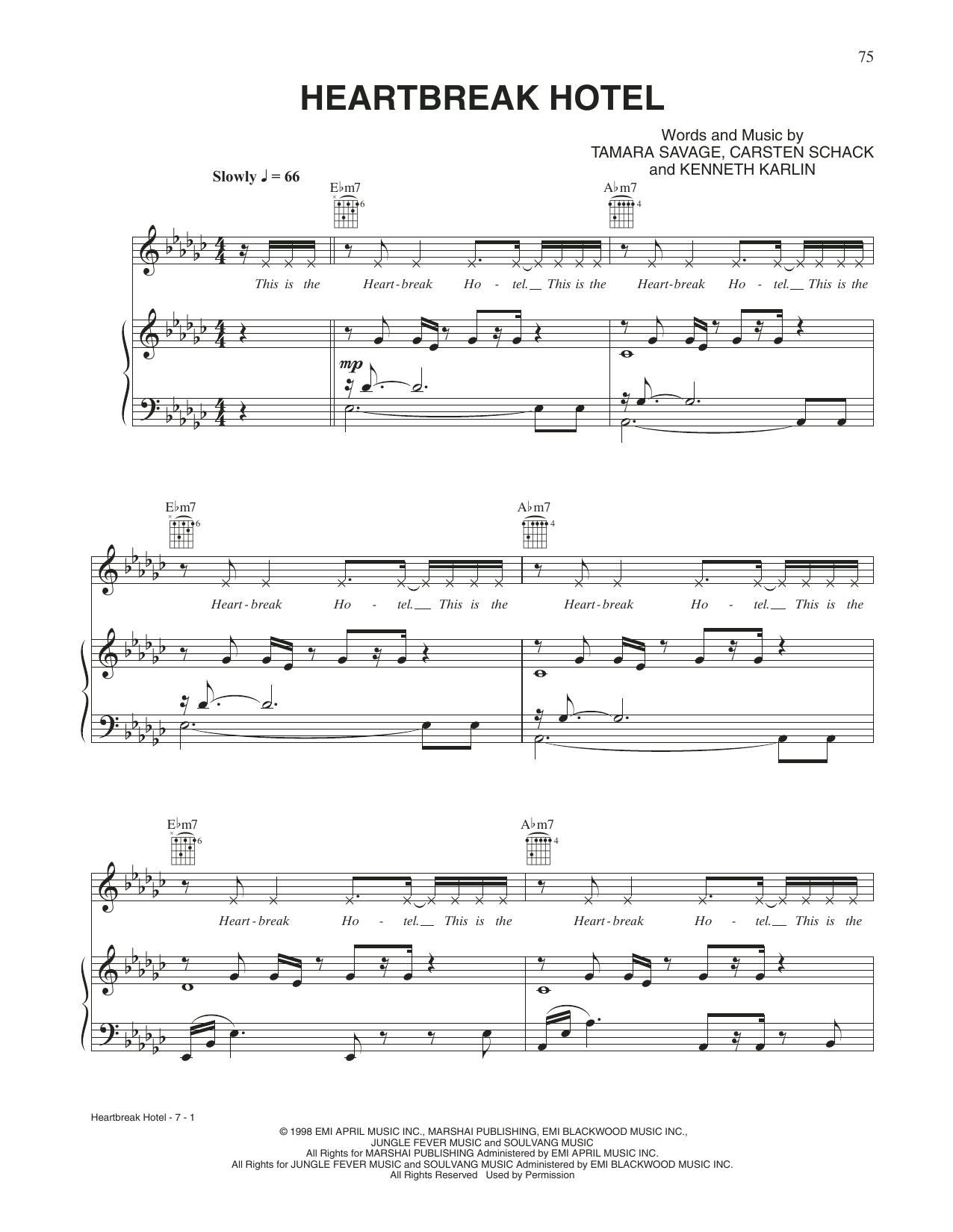 Whitney Houston, Faith Evans and Kelly Price Heartbreak Hotel sheet music notes and chords arranged for Piano, Vocal & Guitar Chords (Right-Hand Melody)